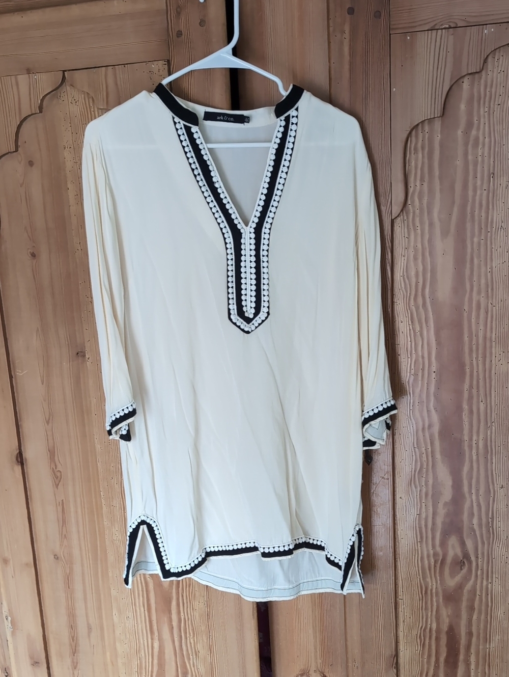 a new day Cream Tunic with Black Trim